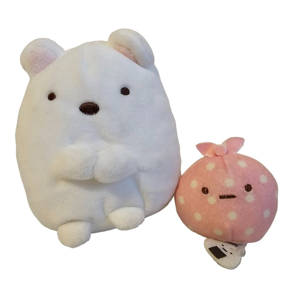Sumikko Gurashi Plush Lot Shirokuma White Bear & Furoshiki Minikko w/ Rice Ball